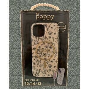 "XO Poppy" For iPhone 15/14/13 Floral Phone Case MagSafe Compatible New